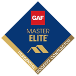 Certified GAF Master Elite Residential Roofing Contractor emblem