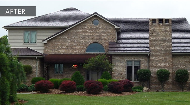 Large home after a metal roof replacement.